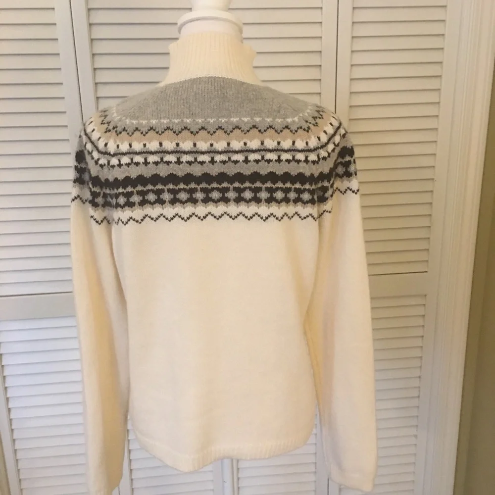 Covington Fair Isle Classic Comfortable Mock Neck Neutral Soft Sweater Size L - Picture 4 of 7